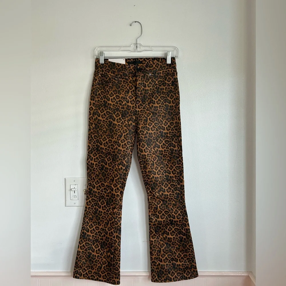 NWT 7 for all Mankind High Waist Slim Kick Animal Print Coated Jeans Boho - Picture 3 of 6